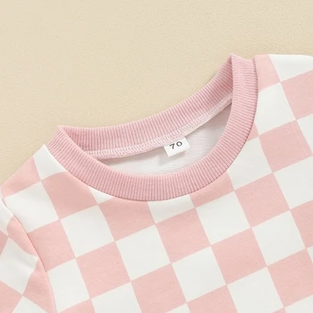 Летняя короткая одежда для маленьких девочек в клетку, футболка с коротким рукавом, шорты с завязками, шахматный набор