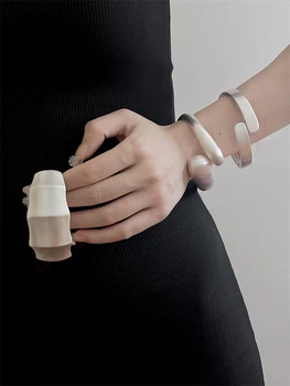 Матовый серебристый браслет с открытым концом, модный, высококачественный, стильный дизайн, браслет