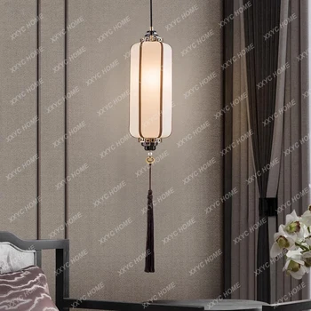 Медная прикроватная лампа для спальни Коридоры Фонарь в китайском стиле Дзен Чайная Столовая Люстра