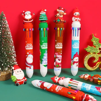 Милая рождественская шариковая ручка с изображением Санта-Клауса из мультфильма Каваи, гелевая ручка для письма учащихся, школьные канцелярские принадлежности