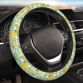 Милый Попугай Чехол на руль с цветами Плюмерия Sun Conure Листья Неопреновый чехол на руль автомобиля в винтажном стиле