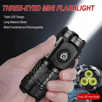 Мини-размер, высокопрочный фонарик, фонарик сверхвысокой яркости, USB-перезаряжаемый фонарь, дальнобойный ручной фонарь для кемпинга