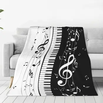 Минималистичная клавиатура для фортепиано, фланелевые одеяла, музыкальная нота, забавные пледы для дивана, постельные принадлежности, гостиная, коврик 150 * 125 см