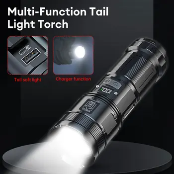 Мощный светодиодный фонарик USB перезаряжаемый фонарь Портативный масштабируемый фонарь для кемпинга 3 режима освещения Используется высокопрочный материал ABS