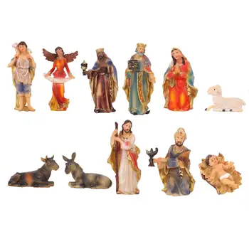 набор из 11 предметов для Рождественской сцены, Религиозная фигура Иисуса, Статуя Рождества, Скульптуры, Скульптура Иисуса для домашних праздников, Подарок в гостиную