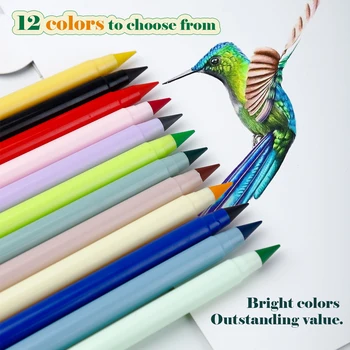 Набор из 12 цветных карандашей, Раскрашивание цветными карандашами, Неограниченное количество записей, Вечный стираемый карандаш для детей, школьные принадлежности для рисования