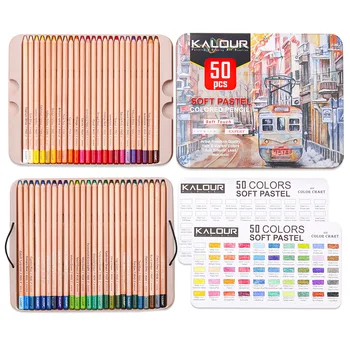 Новый набор из 50 цветов, Профессиональные Мягкие пастельные карандаши с оттенками дерева и кожи, Пастельные Цветные карандаши для рисования, школьные канцелярские принадлежности
