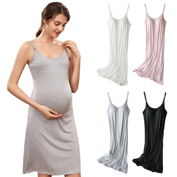 Ночная рубашка для беременных и кормящих, свободные платья на бретельках, летние пижамы для грудного вскармливания с подкладкой