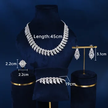 Оптовая продажа с фабрики Роскошный кристалл на одной цепочке из 4 предметов в Дубае, высококачественный ювелирный набор для женщин, Свадьба