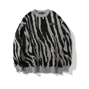 Пара мужских/женских свитеров с рисунком зебры в стиле хип-хоп Harajuku, Хит продаж, пуловер, Уличный шик, Осень-зима, Дышащий Свободный M-XL
