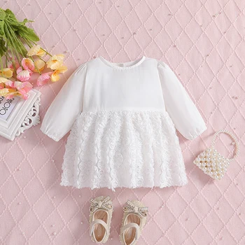 Платье-комбинезон для маленьких девочек, боди в стиле пэчворк с круглым вырезом и длинным рукавом, одежда для повседневной вечеринки