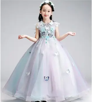 Платья принцесс для Конкурса вышивки MODX, Элегантное детское Длинное платье, свадебная одежда для девочек в цветочек, детские праздничные костюмы на День Рождения