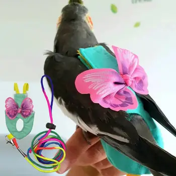 Поводок для попугая Декор в виде крыльев бабочек Красочный Поводок Моющийся Летающий жилет для попугая Летающий Подгузник Одежда для птиц