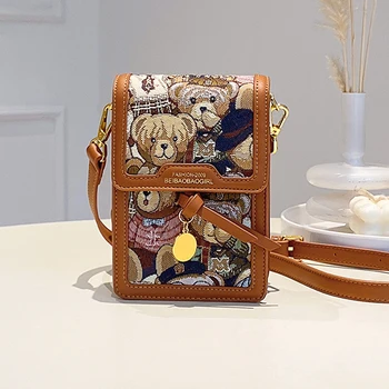 Повседневная сумка через плечо, женская сумка с милым медведем, Женская сумка для мобильного телефона, Сумка через плечо HI-Q, Женская роскошная сумка-мессенджер, мини-кошелек