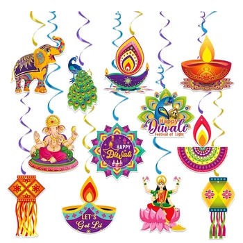 Подвесные вихревые украшения фестиваля Дивали, как показано на рисунке Бумага для наружного декора помещений Фестиваля Дивали