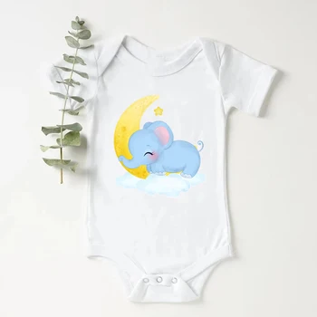 Прекрасная детская одежда в виде слона, летний комбинезон с коротким рукавом, кавайное боди для новорожденного, мягкий комбинезон Harajuku