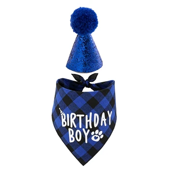 Принадлежности для вечеринки по случаю Дня рождения собаки, шапочка для дня рождения питомца и бандана для дня рождения собачки для мальчика