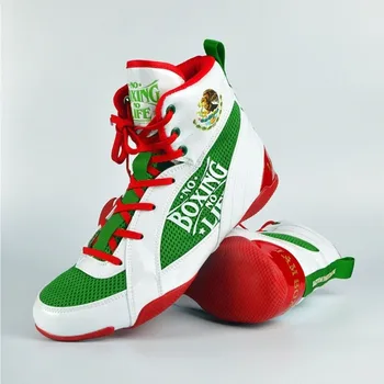 Профессиональная боксерская обувь для пар Серебристо-зеленые борцовские ботинки Мужская Носимая спортивная обувь Дизайнерские боевые ботинки Big Boy Man