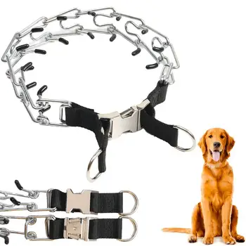 Прочные металлические ошейники-цепочки для собак, удушающий ошейник для дрессировки домашних животных, ошейник для дрессировки собак с быстросъемной металлической пряжкой для дрессировки собак