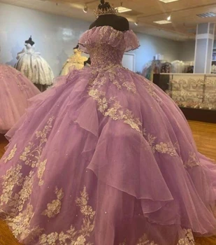 Пышные платья Ashely Alsa Lavender для девочек 16 лет, кружевная аппликация без бретелек, выпускной вечер, женское платье для официальных мероприятий, Vestidos