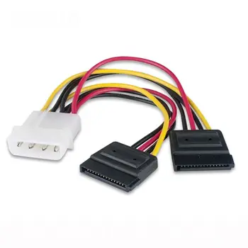 Разветвитель питания Molex на SATA длиной 7,48 дюйма Y-образный кабель с 4-контактным и 15-контактным разъемом питания для двойного жесткого диска, удлинительный кабель питания, адаптер