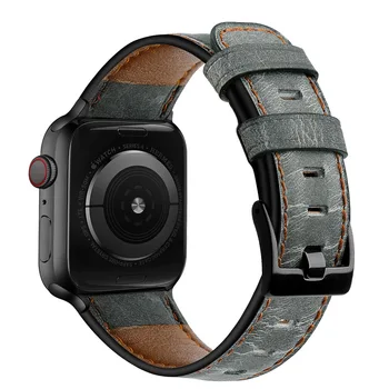 Ремешок для Apple watch band 45мм 41мм 44мм 40мм 49мм 42мм correa Ретро браслет из Коровьей Кожи iWatch series 7 SE 6 5 3 8 9 ultra 2