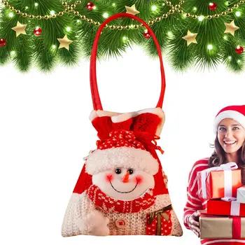 Рождественский вязаный подарочный пакет с моющимся шнурком Рождественские пакеты для конфет с мультяшным кукольным дизайном Рождественские подарочные пакеты с мягкими игрушками