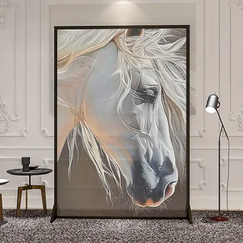 Роскошная перегородка в стиле абстрактного искусства Nordic Light, блокирующая вход в гостиную, Передвижная металлическая ширма-лошадка