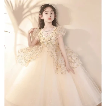Свадебное платье для выступления маленьких девочек, детское вечернее платье, детские платья, одежда для конкурса красоты, вечеринки по случаю дня рождения