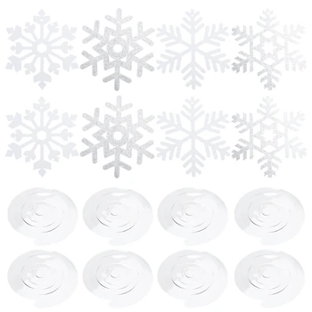 Серебристо-белые потолочные завитки в виде снежинок, подвесные украшения для рождественской зимы