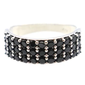 Серебряное кольцо с черным сапфиром Infinity Anniversary 21x7 мм, Свадебная повседневная одежда невесты, Серебряное кольцо