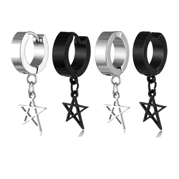 Серьги-кольца из нержавеющей стали в виде звезды для женщин, мужские ювелирные аксессуары, серьги-капельки, подарки для девочек