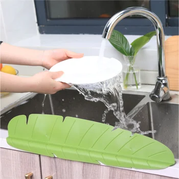 Силиконовый Водоотводящий дефлектор для раковины в форме листа, защищающий от брызг присоску для мытья овощей и посуды, Кухонный гаджет