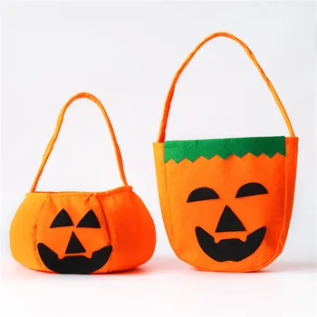 Симпатичная переносная сумка из тыквы для Хэллоуина, сумка для конфет с сюрпризом или угощением, нетканая ткань для детских вечеринок, Украшения, Подарочная сумка