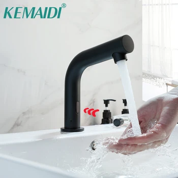Смеситель для ванной комнаты KEMAIDI, смеситель для ванны с автоматическим датчиком, Бесконтактный кран для раковины, установленный на бортике, кран для горячей и холодной воды