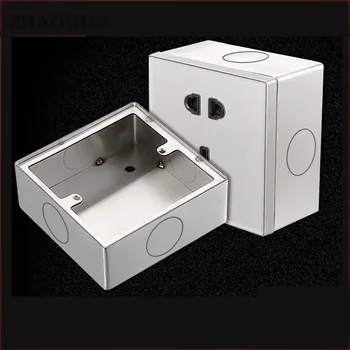Тип 86 Коробка для кнопок из нержавеющей стали Поверхностное крепление 86 Универсальный настенный выключатель розетка распределительная коробка