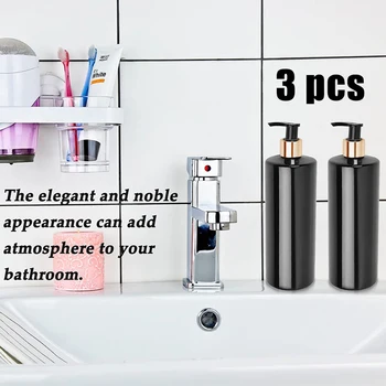 Товары для дома в ванной комнате Пустые бутылки из-под насоса, пресс-бокс 21 X 6 X 6 см, 3 шт, 500 мл, черный, прочный, нетоксичный ПЭТ