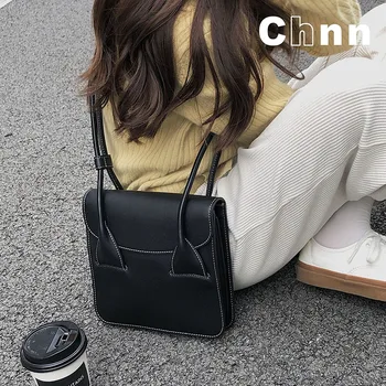 Уникальные сумки-мессенджеры из искусственной кожи черного цвета с магнитной кнопкой, осенняя новая повседневная модная винтажная женская сумка через плечо