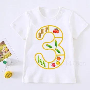 Футболка с изображением фруктов и овощей для мальчиков и девочек, детская футболка с животными на день рождения, футболки для мальчиков, подарок для детей