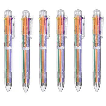 шариковые ручки 6шт Креативные канцелярские принадлежности прозрачная Шариковая ручка 6 цветов Масляная ручка Канцелярские принадлежности