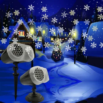 Штепсельная вилка EU /US /UK Snowfall Projector Light с двойной головкой, регулируемой для внутреннего и наружного романтического украшения сада на Рождество, свадьбу, вечеринку
