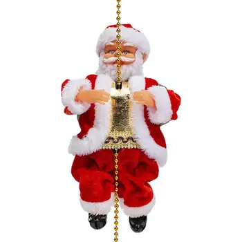 Электрическое Скалолазание Санта-Клауса Украшение Реалистичного Санта-Клауса Интерактивная Игрушка 9 дюймов Скалолазание По Веревочной Лестнице Санта-Клаус на Рождество