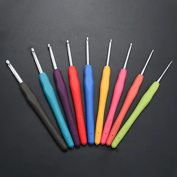 Эргономичные многоцветные крючки для вязания крючком, Пряжа, вязальные спицы 2-8 мм с чехлом T 87HA, разные цвета